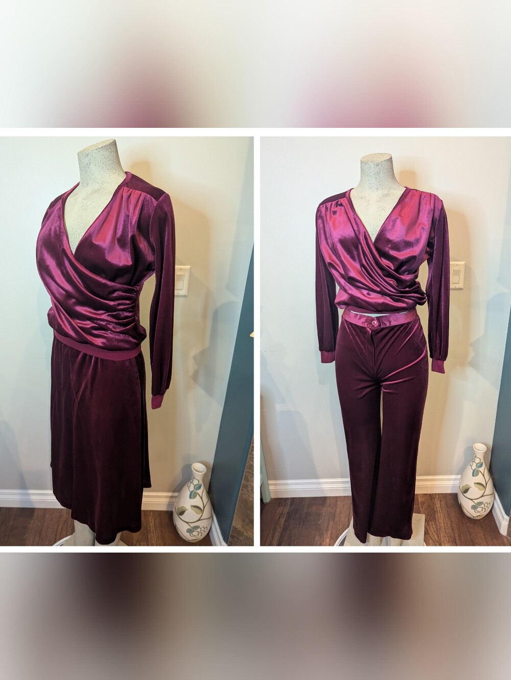 Vintage 70s Disco Era Velvet Track Suit & Skirt Set Fits Sz 6/8  Unique As New!
